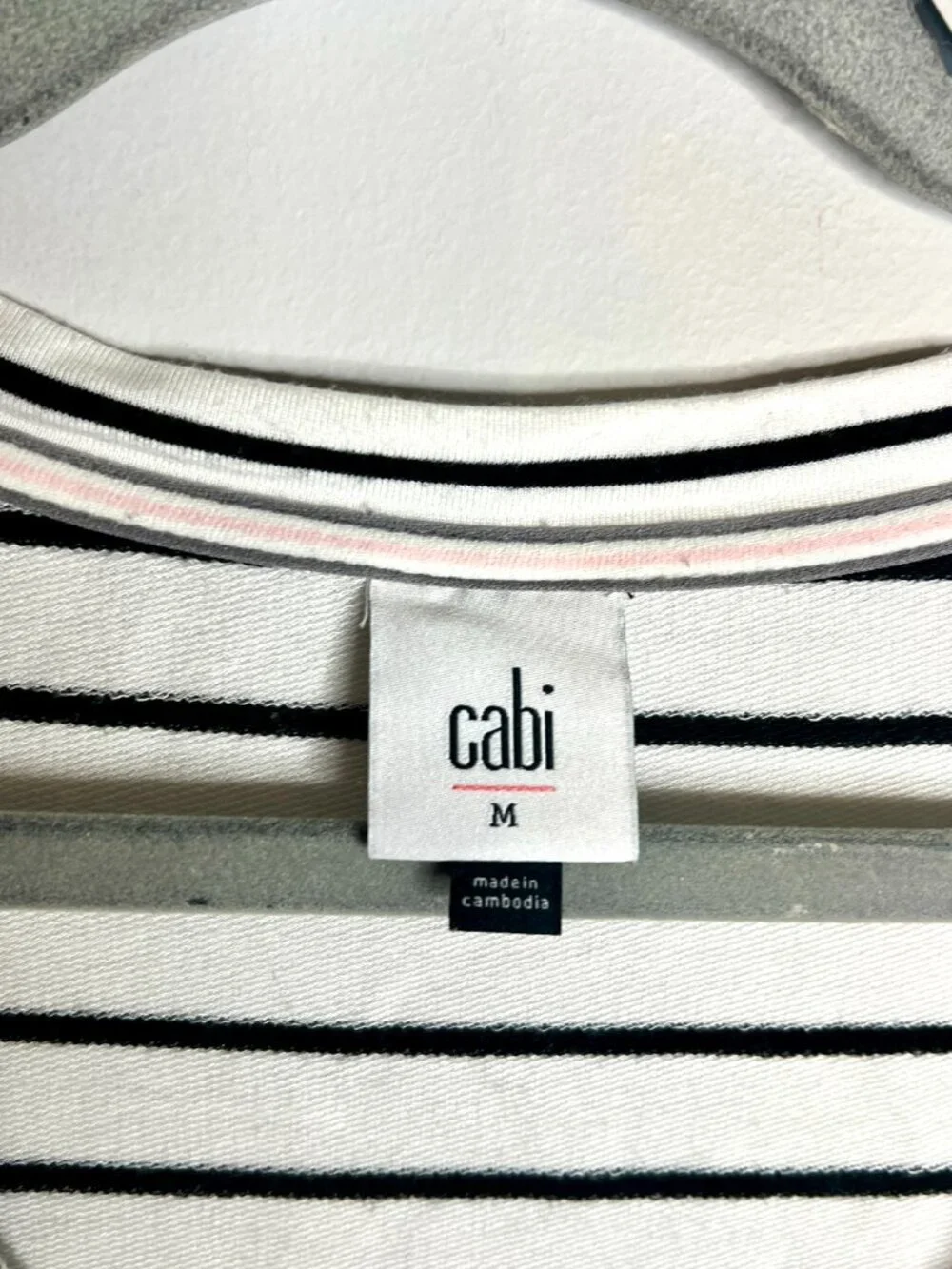 Cabi 5746 Relax Game Day Striped Sweatshirt Spring 2020 Medium Nautical Preppy - Picture 3 of 5